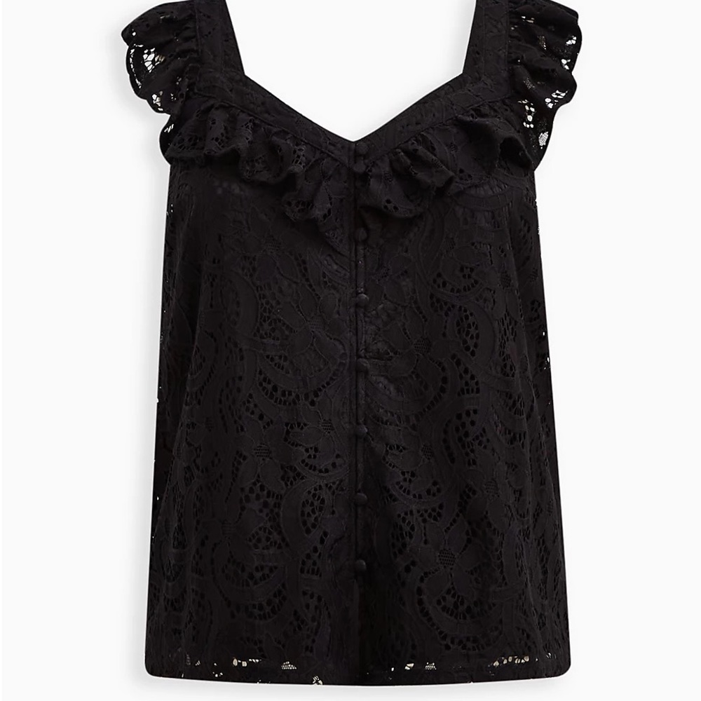 NWT Black Lace Ruffle Top - Picture 6 of 7